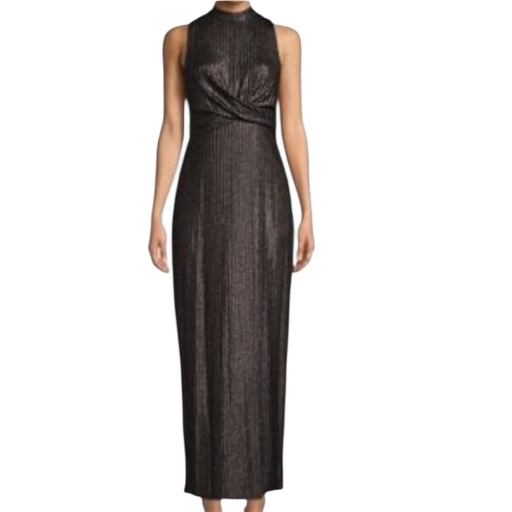 BCBGeneration Sleeveless Metallic Sparkle Formal Maxi Cocktail Dress Small‎ S